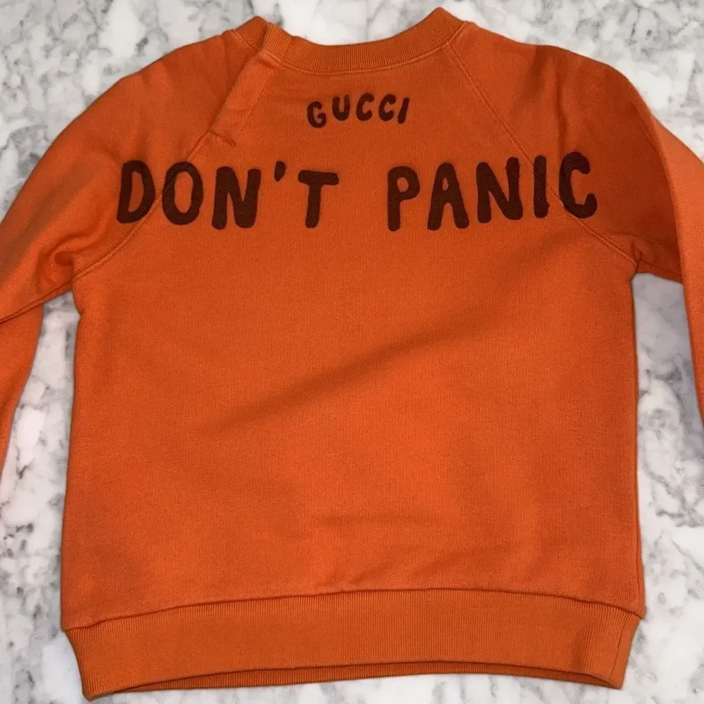 Gucci Kids Orange Tiger “GUCCI DON’T PANIC” Sweatshirt 24M